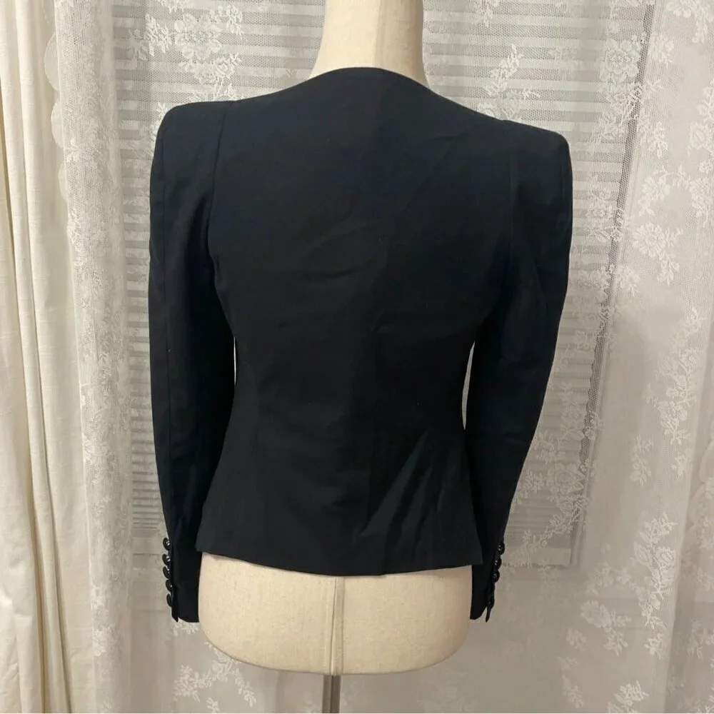 JAMES JEANS Boyfriend V Blazer Silky Blue Black Sz 4 EUC